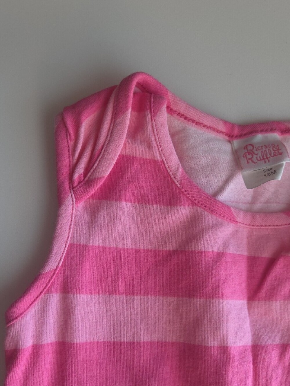 Ricrac & Rufgles Striped Pink Ruffle Romper - Picture 4 of 7